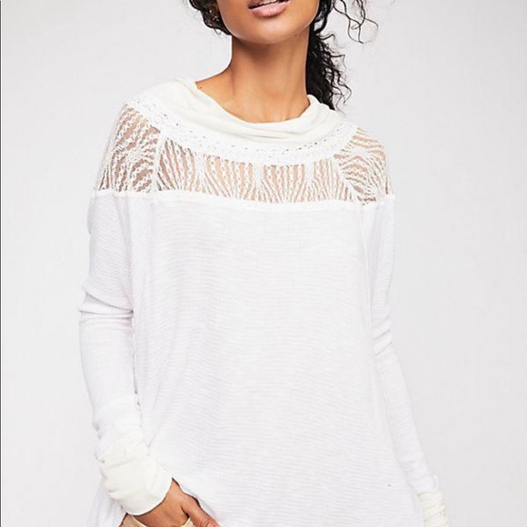 Free People Tops - Free People Thermal Lace Boat Neck long Sleeves
